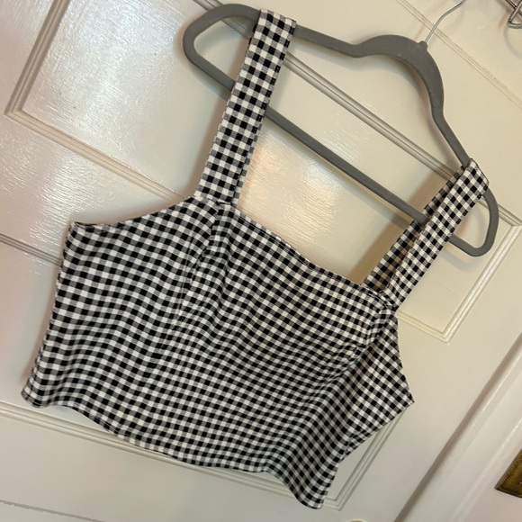 NWT Forever 21 black and white checked gingham crop top size 2XL - Picture 2 of 4